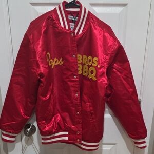 Pops Bros BBQ Red Bomber Jacket